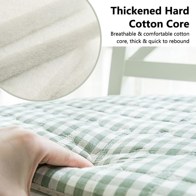 4 Pack Cojines De Silla para Sillas De Comedor, 16.9" x 15.7" Cojín De Silla De Cocina A Cuadros Antideslizante con Lazos, Cojín De Asiento De Esponja En Forma De U para Sillas, Verde