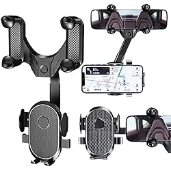 Soporte 360 Para Celular Exbrith Espejo Retrovisor del Coche del Soporte del Teléfono Celular, Universal 360 ° Giratorio y Retráctil Soporte para Teléfono Móvil Soporte para Teléfono Móvil Espejo Retrovisor para Coche