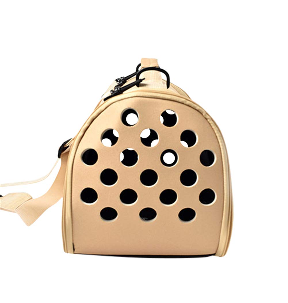 Trasportino a tracolla per animali domestici, portatile, per gatti, borsa da viaggio traspirante per cani (M, champagne)