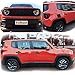 EnRand Door Handle Cover,Gas Tank Cover,Tail Light Guard,Front Light Bezel Headlight Cover Trim and Front Grill Grille Inserts for Jeep Renegade-18pcs Black