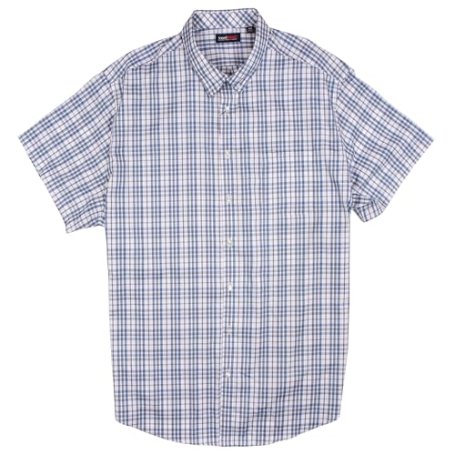TravelSMART Men's Casual Wrinkle Free Shirts Short Sleeve Button Down Dress Shirt, Regular Sizes (White 554 Blue Grey, XX-Large, XXL)