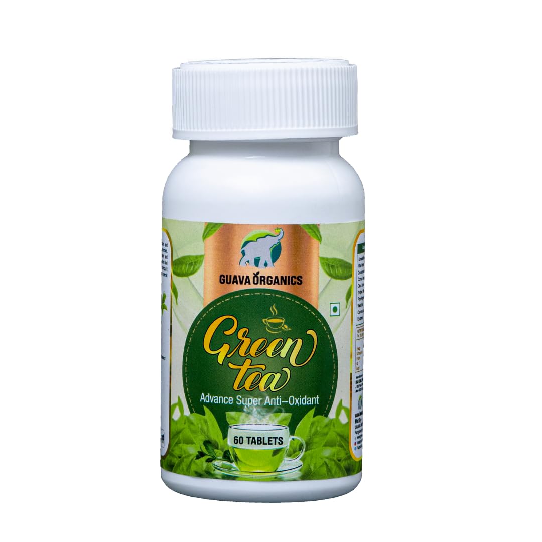Guava Organics Green Tea Tablets (Pack of 60 Tablets) | Natural Weight Loss Supplement, Hearbal Tea with Antioxidant-Rich Metabolism Booster, Supports Digestion and Energy, Vegan & Gluten-Free