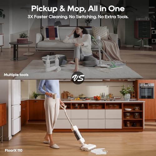 Image of dreame FloorX 110 Plus Wet Dry Mop, Cordless Wet Dry Cleaner, Eletric Mop | Cordless Wet Dry Cleaner, 600RPM Scrubbing, 149F Hot Air Drying, Dual-Tank System, 180 Lie-Flat Design for Hardfloor