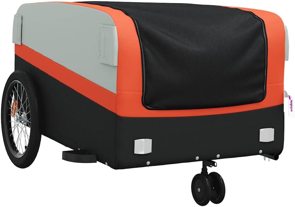 Bike Cargo Trailer, Bicycle Wagon Trailer, Black and Orange, Maximum Load Capacity: 99.2 lb,-391