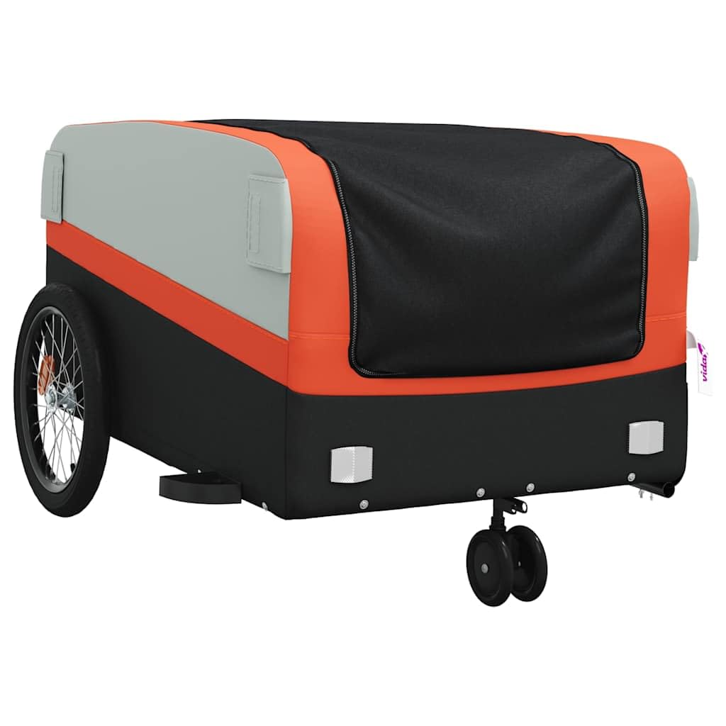 Remolque de bicicleta de hierro negro y verde con tela Oxford, capacidad de carga x 52,5 x 42, barra de tracción y bandera de seguridad para equipaje, compras, exterior