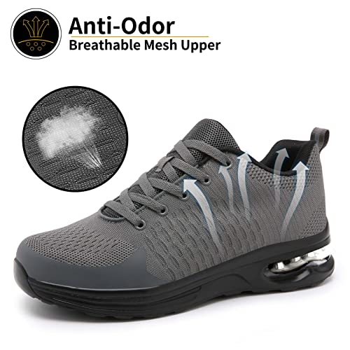Image of LUPWEE Steel Toe Shoes for Men Women, Slip Resistant Safety Work Shoes Puncture Proof Comfortable Indestructible Sneakers with Specialized Work Insole for Industry Construction Warehouse