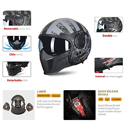 Triangle Open Face Motorcycle Helmet Half For Men Cruiser Scooter Street Bike Dot Approved (X-Large, Green)… #TOP4