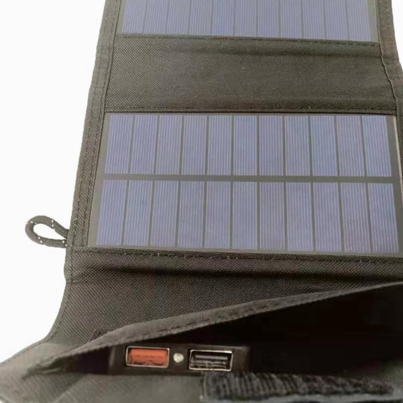 Generic 20W 5V Foldable Solar Panel Sun Power Solar Cells Pack 10In1 USB Cable Portable Solar Charger Phone for Hiking Camping - (Color: Black)
