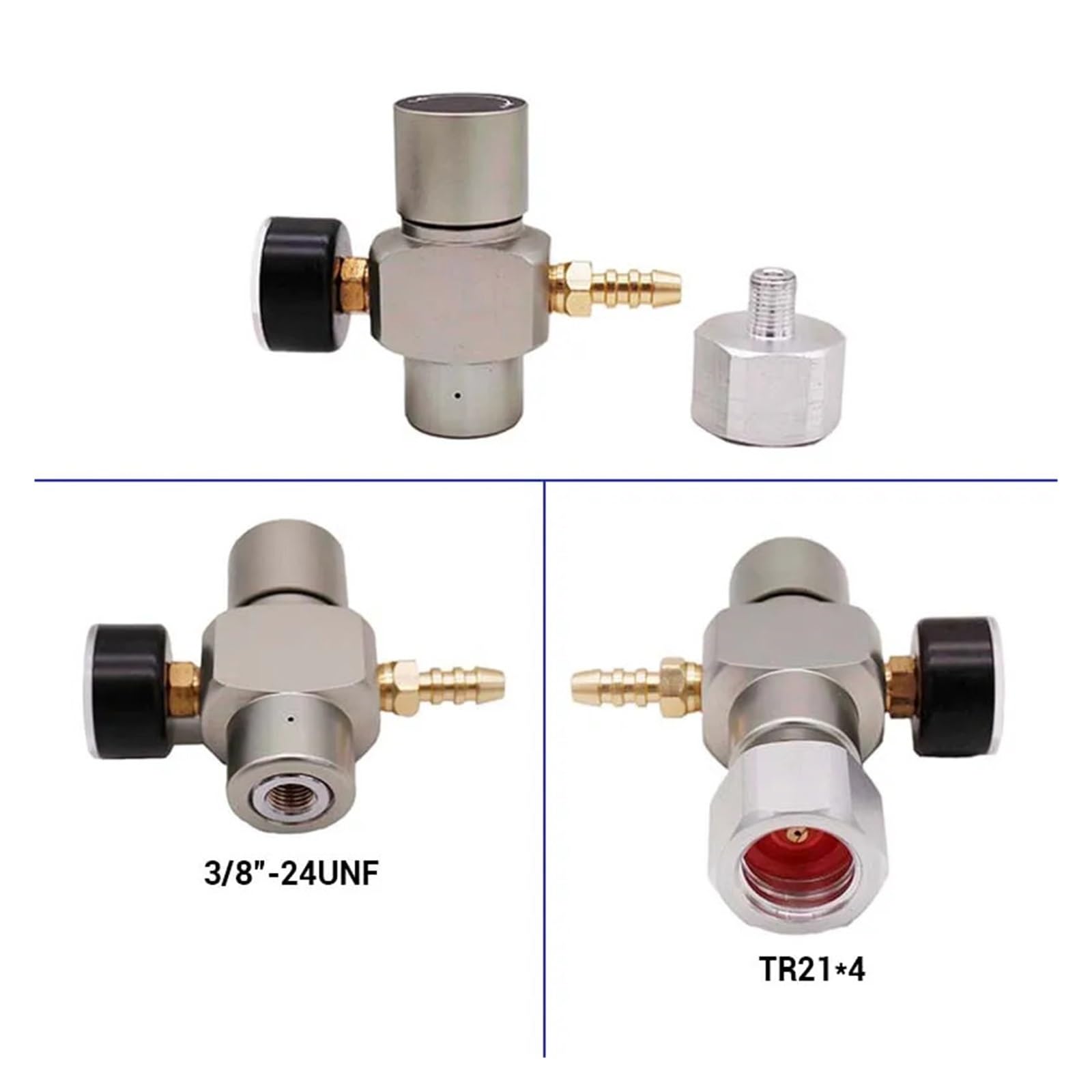 Regolatore di Gas CO2 2 in 1 Mini caricabatteria CO2 TR21*4 0-30 PSI for Fusto Soda Stream Kegerator(8mm Hose Barb)