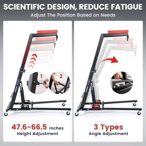 Top Automotive Creeper,Automotive Engine Creeper 42.5"-64.8" 440 LBS Capacity High Topside Creeper, Foldable Car Creeper with 4 Swivel Caster Wheels and Cushions for Garage, Shop, Auto Repair