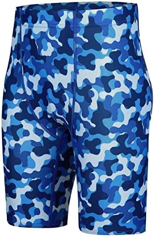 BELE ROY Boys' Swim Jammers Solid Competitive Swim Team Suit Quick Dry Bathing Suit Youth Kids Athletic Swimming Shorts UPF 50+(Blue Camo,M)