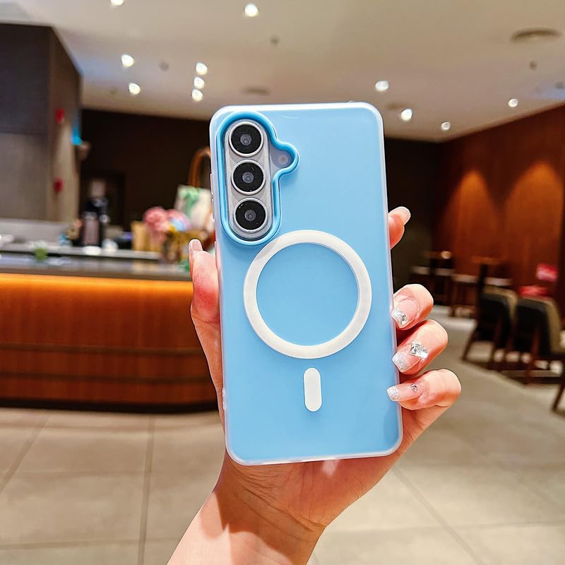 Image of LuxuryKase Magnetic Silicone Candy Case for Samsung Galaxy S26 | MagSafe Compatible | Slim Protective Case | Lightweight & Flexible | Wireless Charging | Soft Matte Finish - Blue