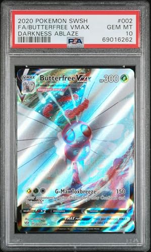 Graded 2020 PKM Swsh FA Butterfree Vmax #002 Darkness Ablaze Trading Card Game PSA 10 Gem Mint