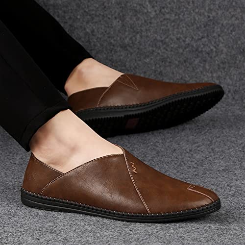 Mens Loafers Shoe Genuine Leather Pointed Toe Stitching Details Rubber Sole Anti-Slip Slip Resistant Lightweight Prom Wedding Slip-on3