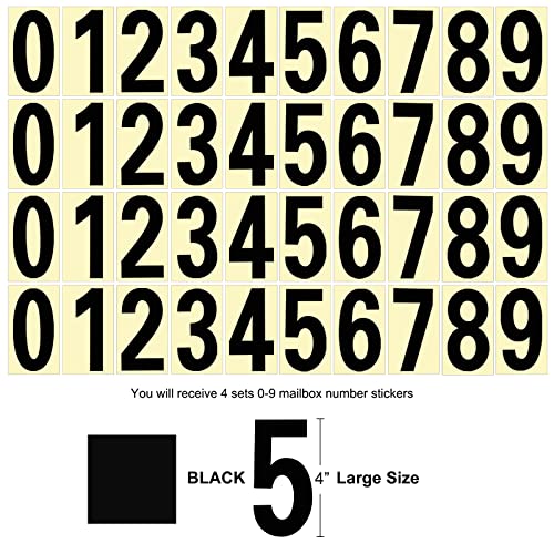 Reflective Mailbox Numbers For Outside, 4 Sets Large 4 Inch 0-9 Self Adhesive Address Numbers For House Doors (4 Inch, Black) #TOP2