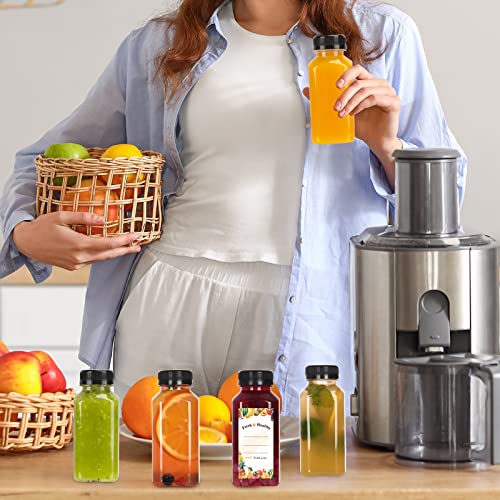 Moretoes 50pcs 8oz Juice Bottles, Plastic Bottles with Caps, Bulk Clear Beverage Containers for Juicing Drinking Milkshake Tea and Other Beverages - Thumbnail 7