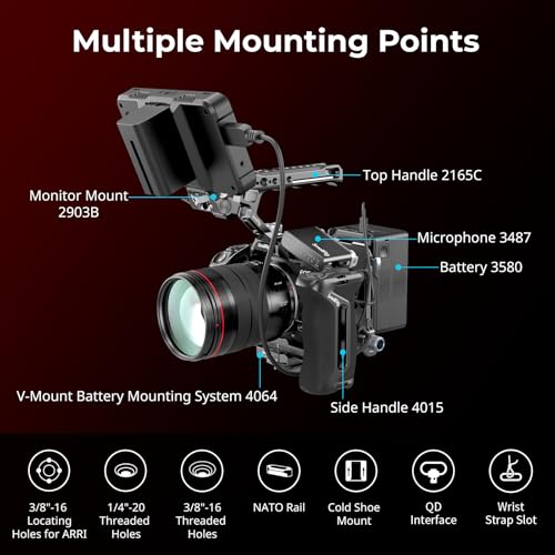 SMALLRIG Black Mamba Camera Cage for Canon R5 Mark II, Aluminum Alloy Camera Rig with Cold Shoe, 1/4''-20 & 3/8''-16 Threaded Holes, Built-in Quick Release Plate for Arca-Type - 4975 by SMALLRIG - Image 7