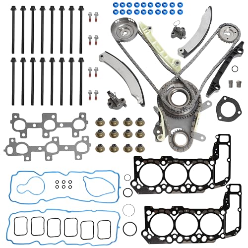JAVOUKA Head Gasket Set Bolts with Timing Chain Kit 3.7L fit for Jeep Commander Liberty Grand Cherokee,for Dodge Nitro Dakota Durango Ram 1500, for Mitsubishi Raider 2005-2012 HS26229PT-1 53021293AA