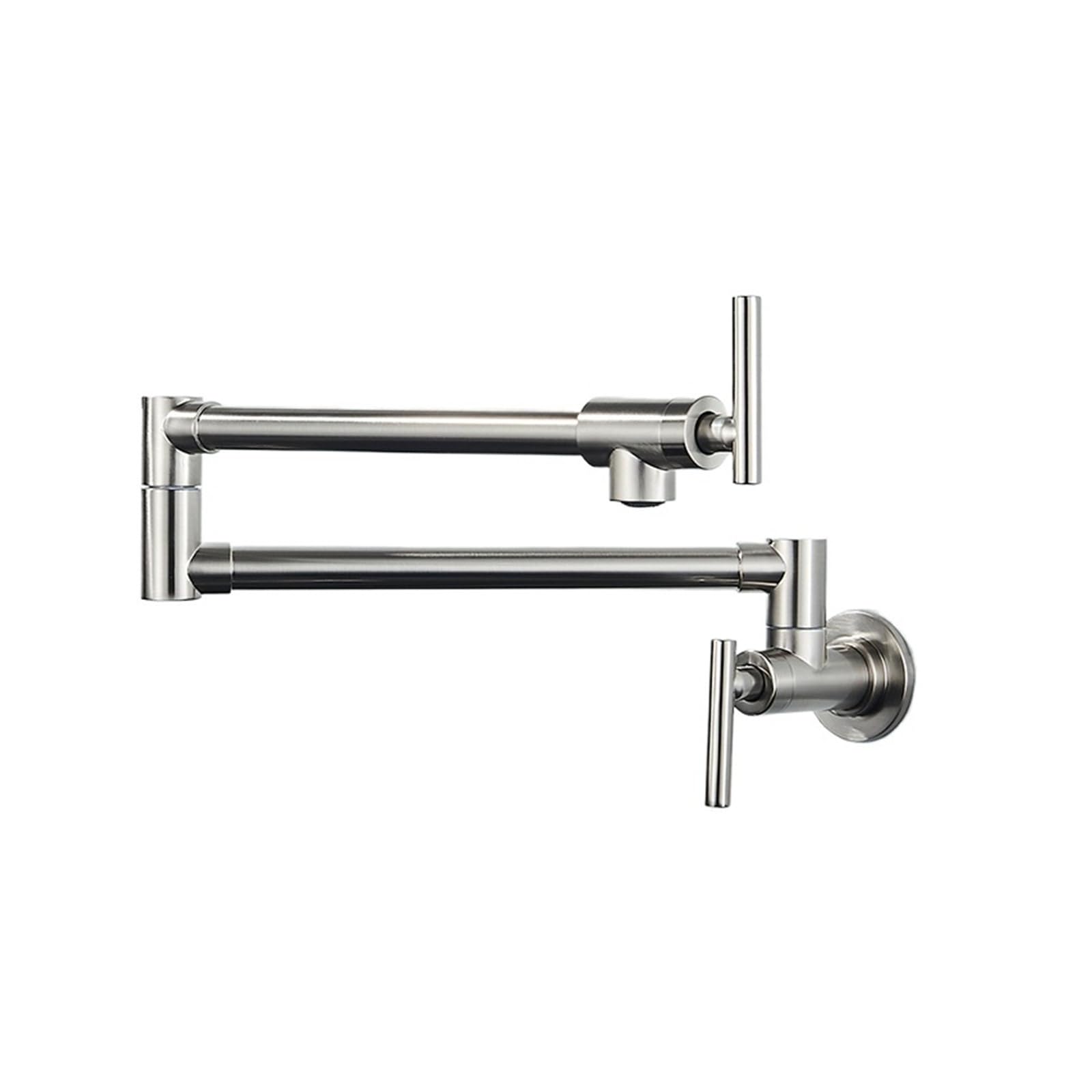 ZQFHSX Pot Filler Double Joint Spout Folding Stretchable Swing Arm Wall Brass Kitchen Faucet Single Hole Two Handle Sink DIY Renovation(Golden A)
