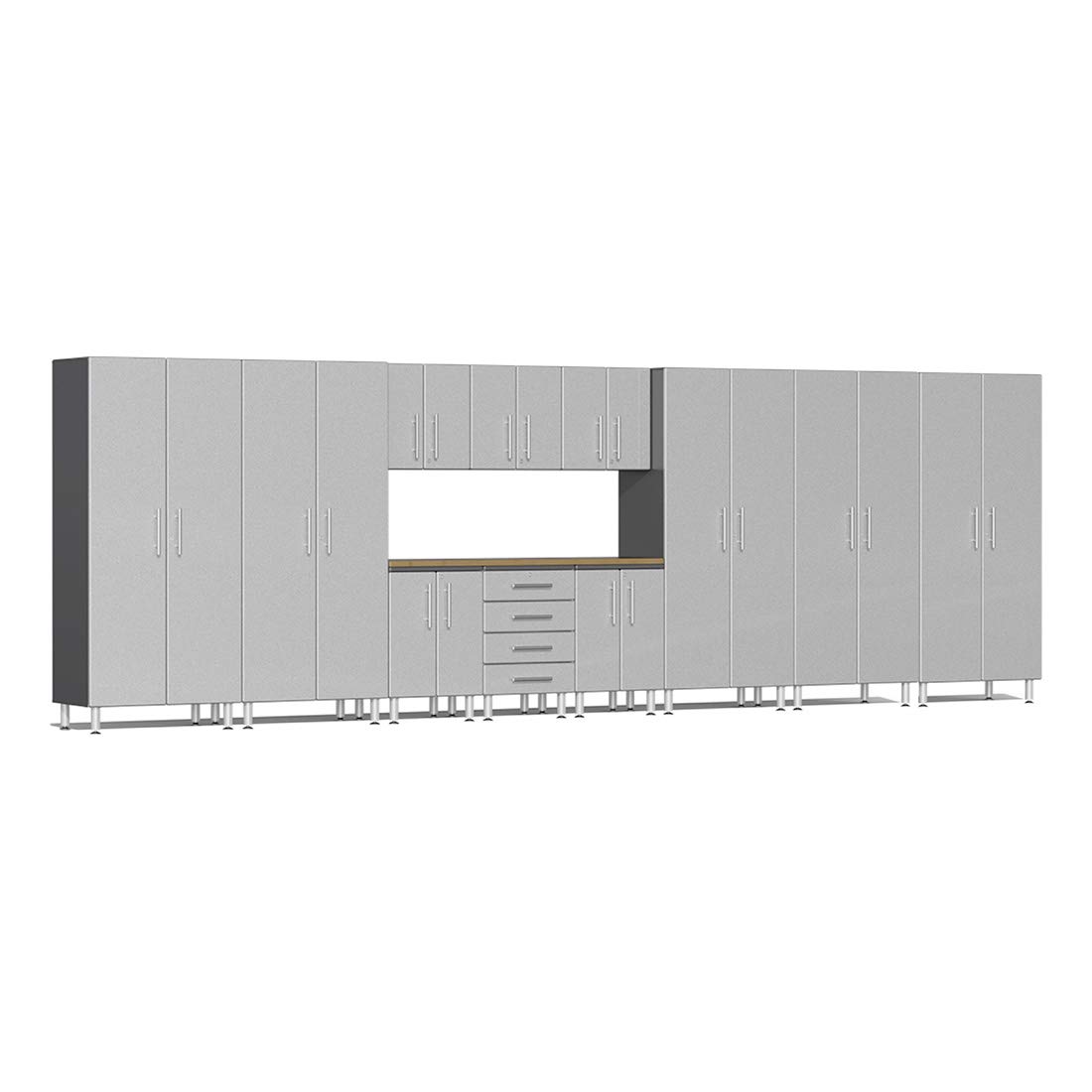 Ulti-MATE UG22122S 12-Piece Cabinet Kit with Bamboo Worktop in Stardust Silver Metallic