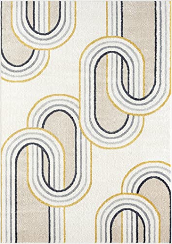 Tapete Decorativo Abani Geométrico Beige 4'x6' miniatura 2