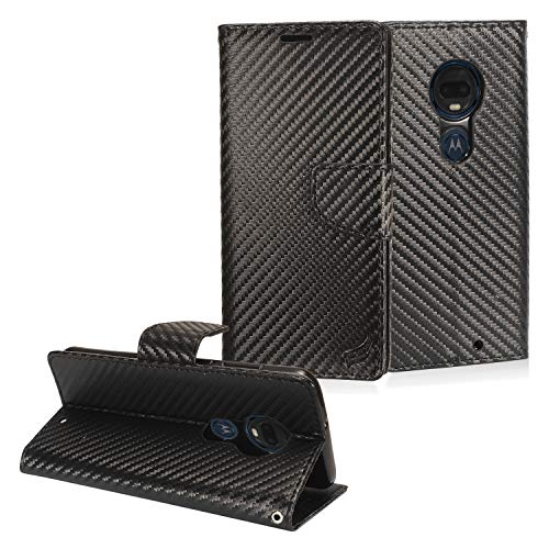 Étui portefeuille T-Mobile Revlry+ et Moto G7 en fibre de carbone noire