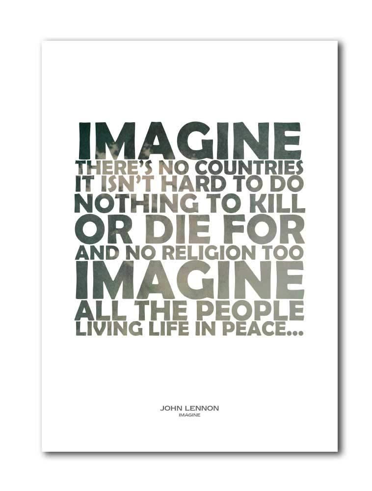Libretto Designs JOHN LENNON - IMAGINE A4 Unframed Art Print with Lyrics