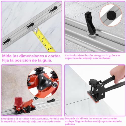 Cortadora de azulejos de gran formato con sistema de 4 ejes y riel modular de 2,3m 2