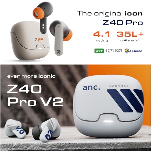 Image of GOBOULT Z40 Pro v2.0 in Ear Earbuds with ANC, 100H Playtime, Amp App Support, Active Noise Cancellation, Quad Mic ENC, Dual Device Pairing, 13mm Driver, Bluetooth 5.4 Wireless (Cloud Blue)