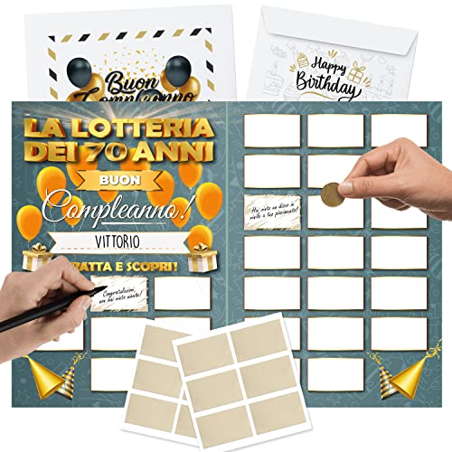 Cadeau 70 ans homme femme drôle : jeu à gratter personnalisé