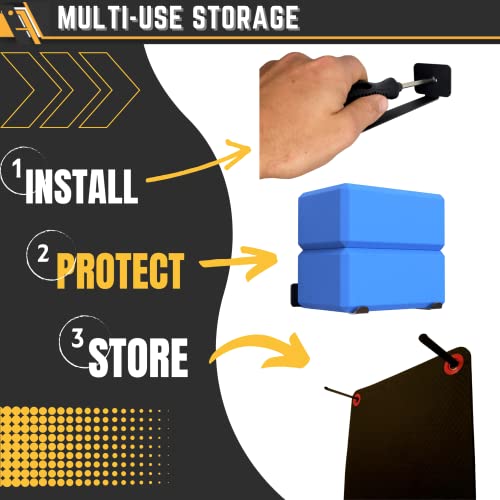 Iron American Multi-Use Exercise Mat Storage And Adjustable Wall Rack Brackets Store Foam Rollers Yoga Blocks Gym Mats (6.75 X 2 X 1.5) - Hardware Included (1-Pair) #TOP2