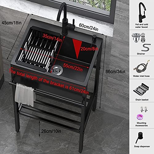 Évier simple utilitaire inox avec rangement sous cuve et robinet intégré - 7
