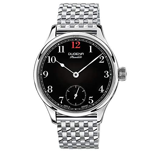 Preisvergleich Produktbild Dugena Mechanik, Herren Automatik-Armbanduhr, Handaufzugswerk, Saphirglas, Edelstahl-Armband, Edelstahlgehäuse mit Glasboden, Epsilon 1, Silber / Schwarz, 7090055
