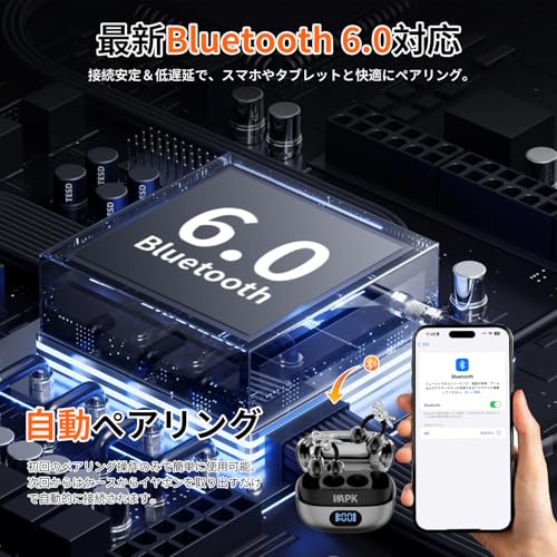 【2026年新型】骨伝導より快適 イヤーカフ型 イヤホン Bluetooth ワイヤレスイヤホン オープンイヤー 空気伝導 耳を塞がない 耳挟み式 ENCノイズキャンセリング 防漏音 HI-FI音質 重低音 最大40時間駆動 低遅延 軽量 人間工学設計 片耳/両耳 ハンズフリー通話 オフィス/通勤/通学/スポーツ/WEB会議/プレゼントに最適 iPhone/Android/Pad適用 (ブラック) 商品画像6