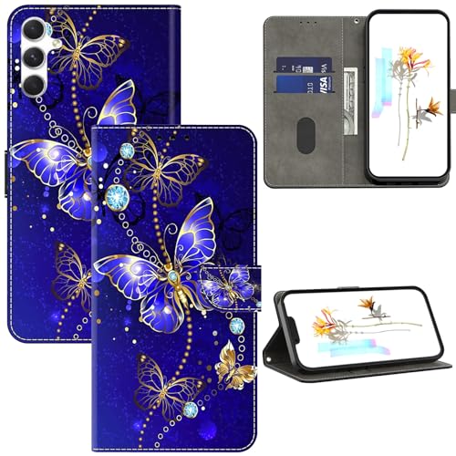 Étui Samsung A55 5G idéal pour sorties avec porte-cartes et fermeture magnétique papillon
