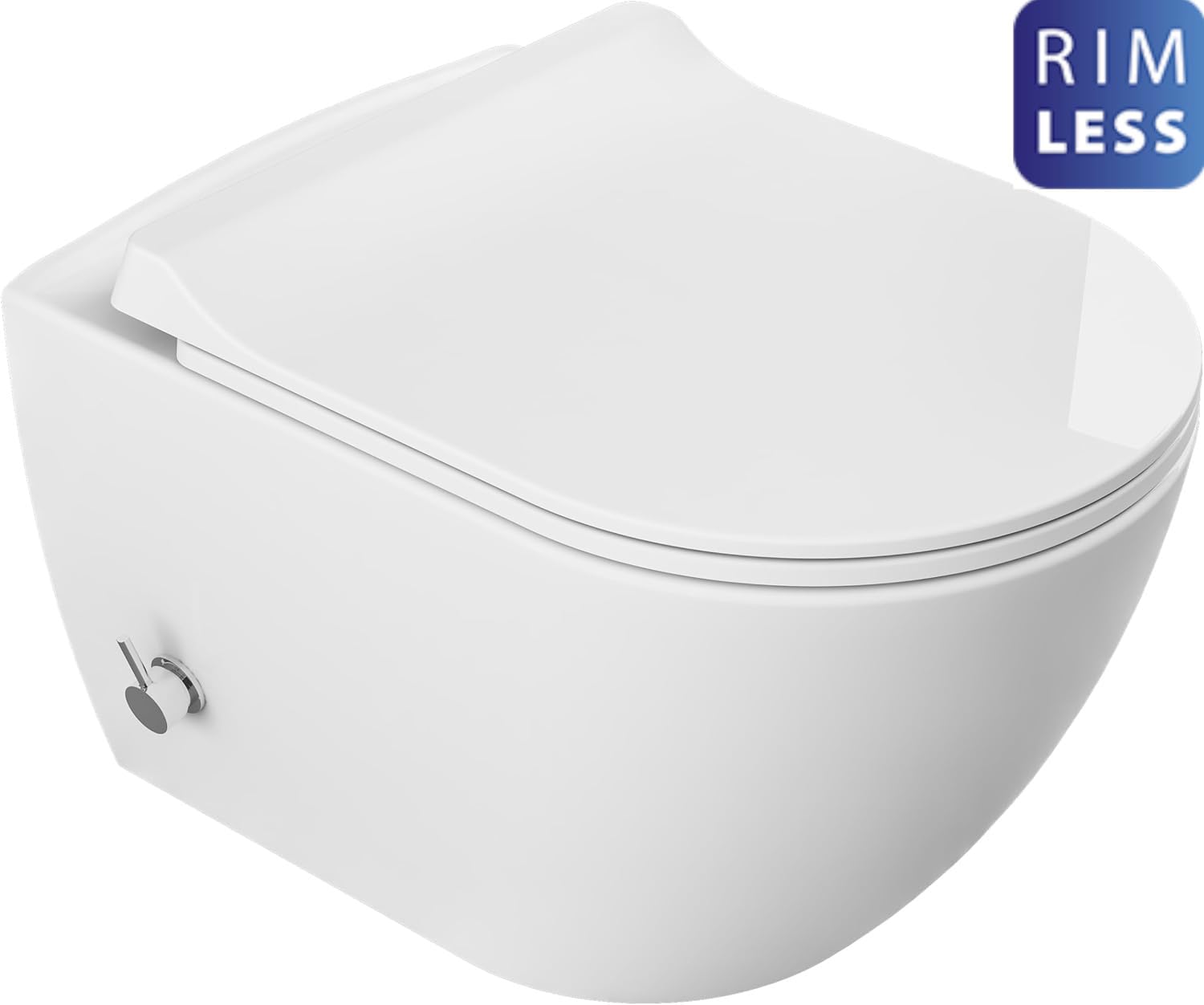 Wc sospeso bianco senza bordo con funzione bidet e rubinetto acqua calda/fredda + sedile in Duroplast Soft Close + WC Slim nascosto telaio 3 in 1 set WC sistema di installazione