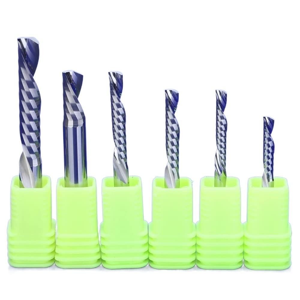 20 sztuk/partia 3.175/4/5/6mm narzędzia do obróbki drewna węglik lewa spirala 1 flet frez trzpieniowy Cnc frezy w dół frez do drewna(6x15x50L)