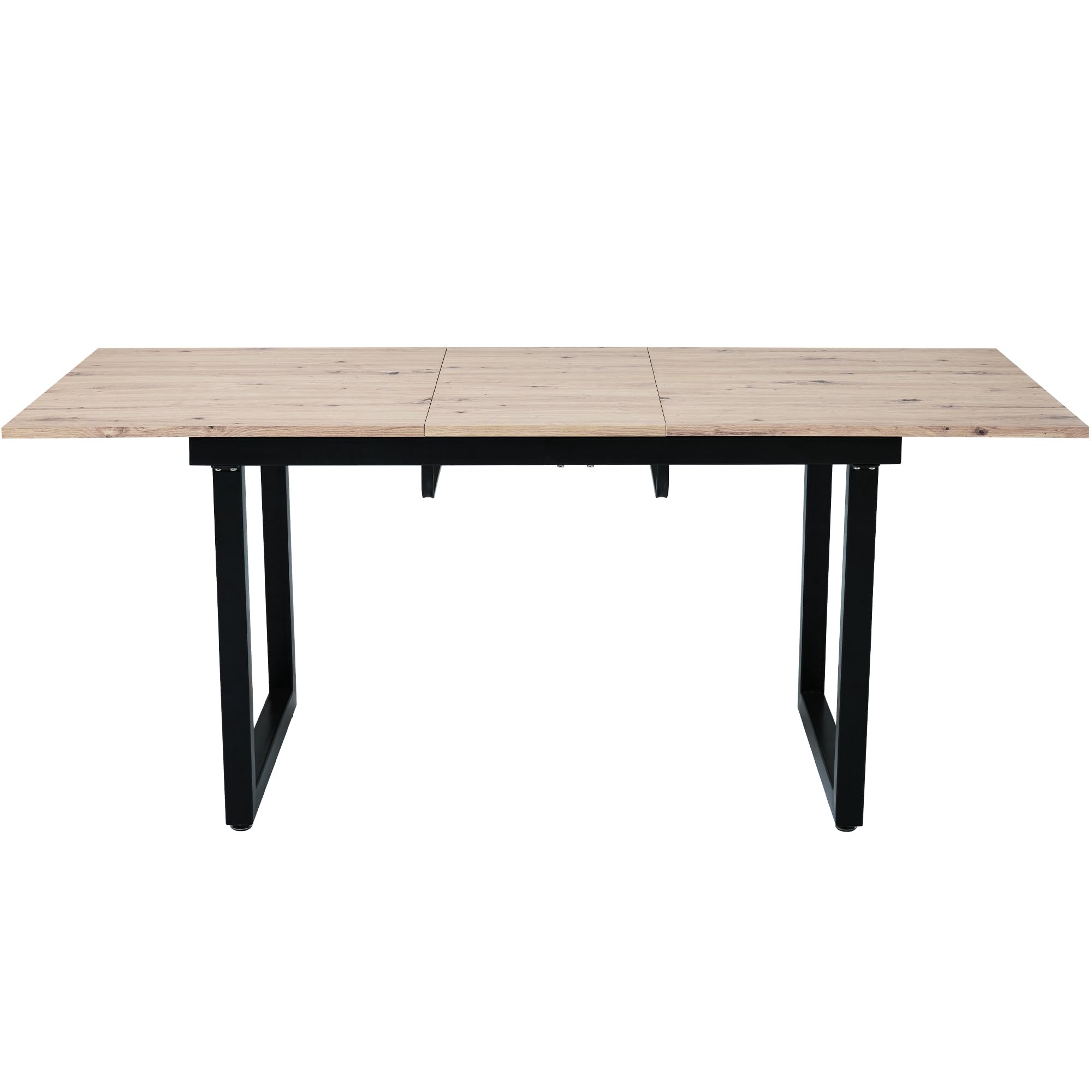 Mesa de comedor extensible 140/180 x 80 x 75 cm, estilo industrial, MDF con aspecto de roble, marco negro, ahorra espacio, estable, ideal para comedores modernos, capacidad