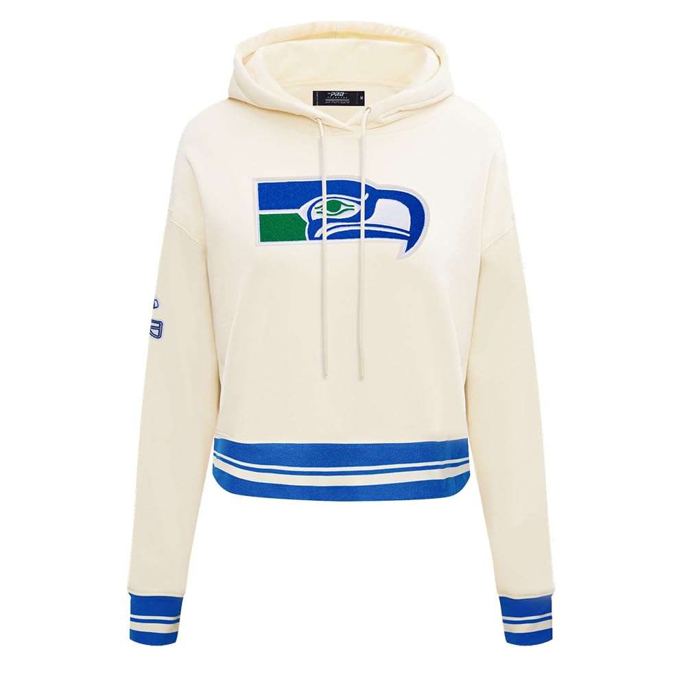 Pro Standard Womens Nfl Denver Broncos Retro Classics Cropped Pullover Hoodie Eggshell/Royal Blue 2Xl — image 1