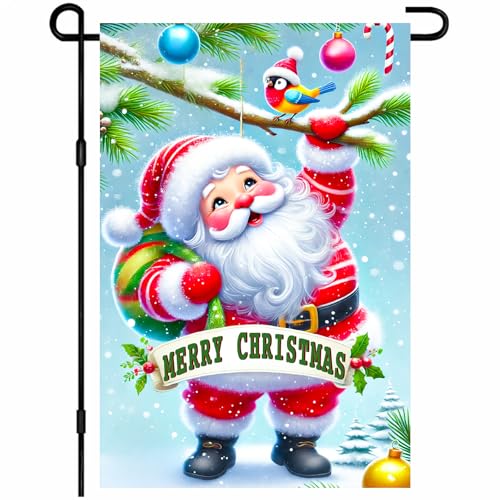 Image of BlissYard Christmas Santa Claus Garden Flag 12x18 Inch Polyester