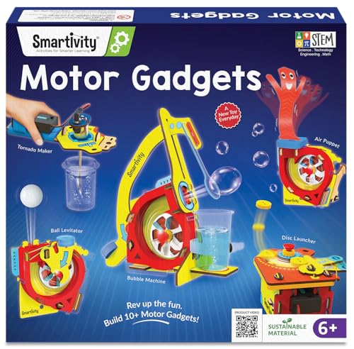 Smartivity 10-in-1 Motor Powered STEM Engineering Kit for Kids I 10+ Fun Electronics Projects for Smart Kids | DIY Science Kit/Toy for Ages 6,7,8,9,10,11,12 Years Old Boys & Girls