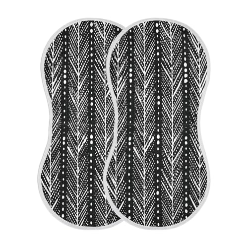 Kigai Black White Pattern Baby Burp Cloths Extra Soft and Absorbent Burping Rags Cotton Burping Clothes Baby Washcloths for Newborn Boys Girls - 2 Pack