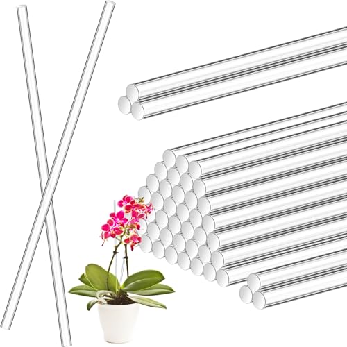 Image of Vicenpal 30 Pcs 16 Inch Clear Acrylic Rods 2 mm Plant Stakes Acrylic Dowel Rods Plant Support Stakes Round Strip Sticks for Party DIY Crafts Decorations Gardening