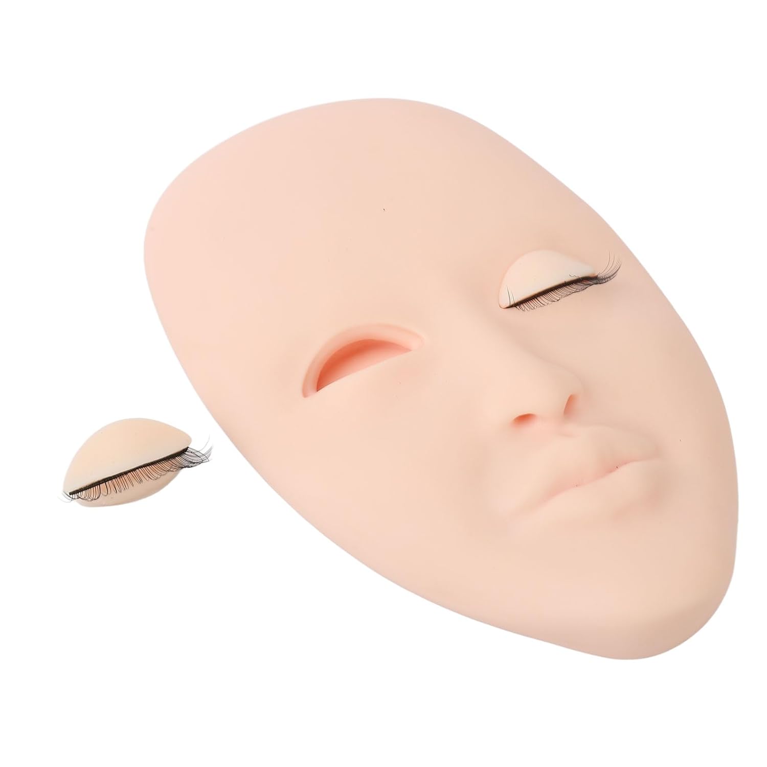 3pcs Practice Skin Head,with Replaceable Eyelid,Silicone Practice Fake Face,Single Layer Lashes Mannequin Head,Suitable For Makeup Practice