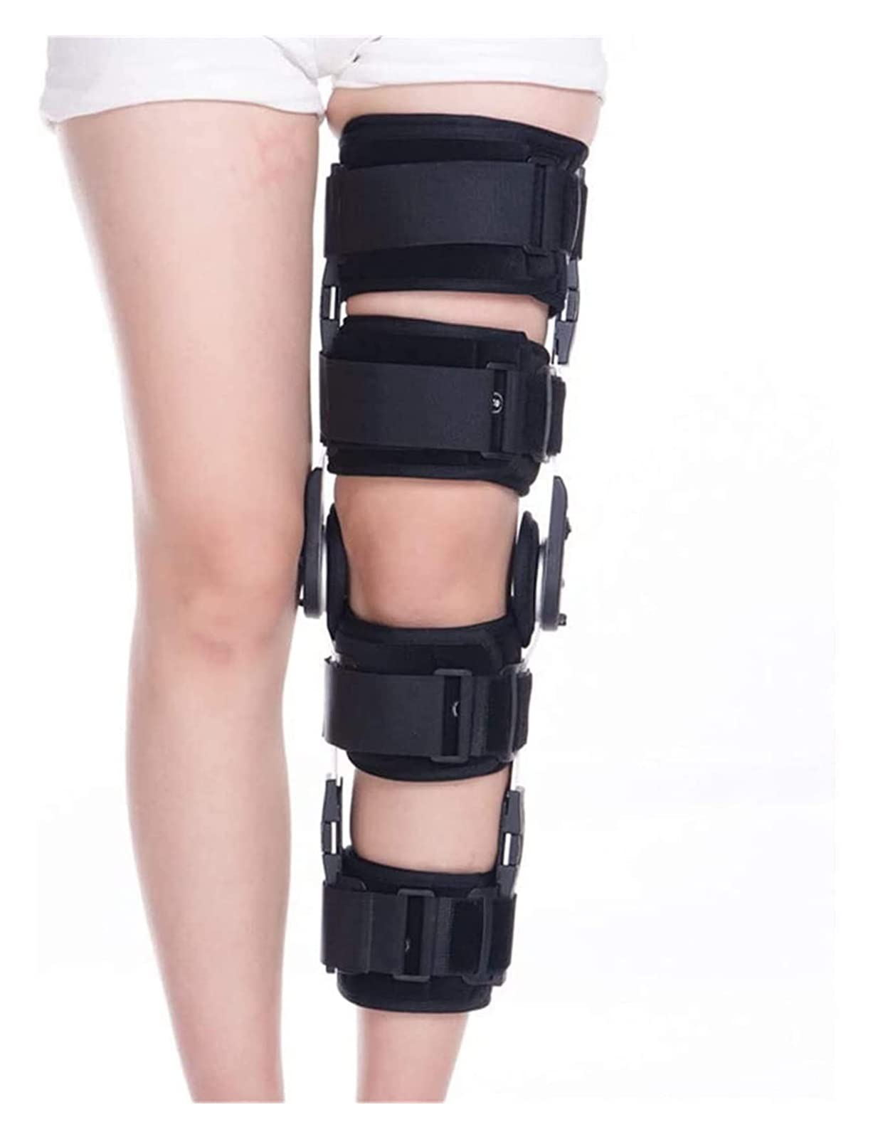 Estabilizador de Soporte ortopédico Ajustable ROM con bisagras Rodillera Universal para estabilización de recuperación Osteoartritis Leve 22.7.27 (Color : Black (Send Strap))