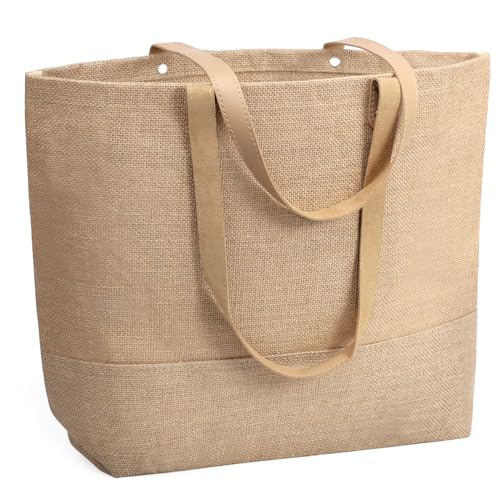 KPX Jute Tote Beach Bags, Summer Beach Gifts for Bride, Bride-To-Be, Mrs on Bridal Shower Bachelorette Party, Wedding Jute Style