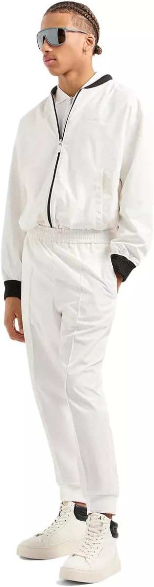 Armani Exchange Mens Stacked Logo Cotton Piquet Zip Up Polo - Image 4