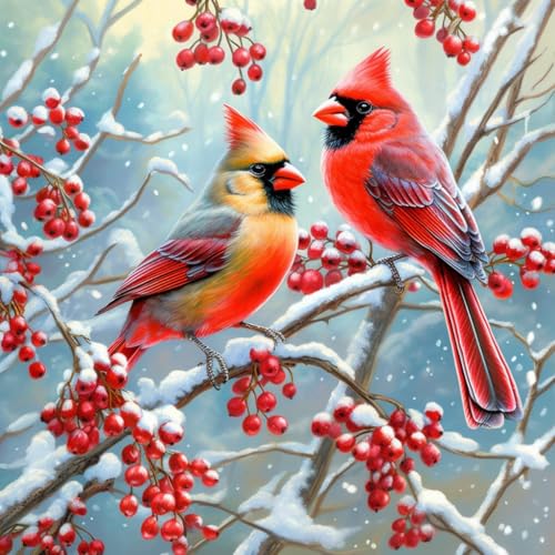 Image of Moohue 14ct Cross Stitch Printed Stamped Kits for Beginners Adults Winter Animals Birds Counted Cross Stitch Pattern Needlepoint kit (Animal Birds)