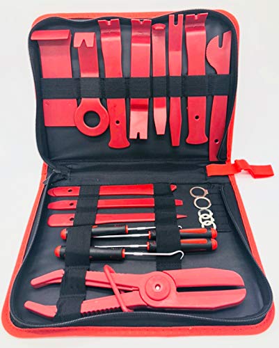 EEM 21 pz auto kit rimozione Trim, in nylon, attrezzi per installazione autoradio, Dash porta pannello chiusura finestra Molding Remover set-red