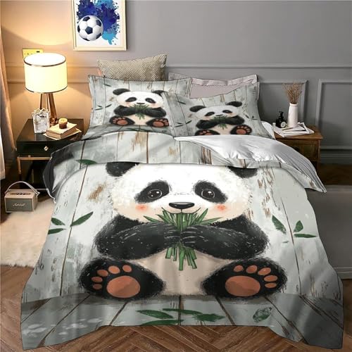 Parure de lit panda fermeture éclair pour lit simple housse couette ado 3D - 6